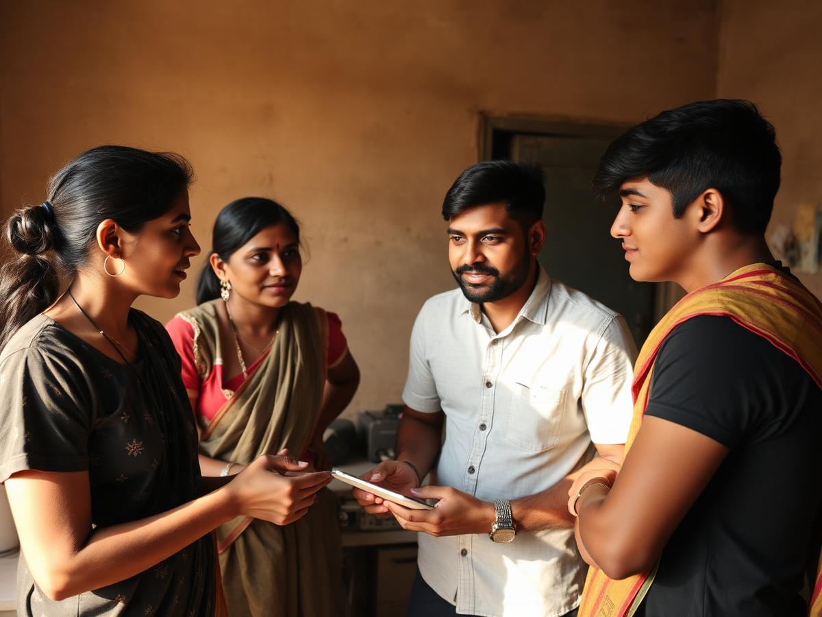 Local project team discussing work in India